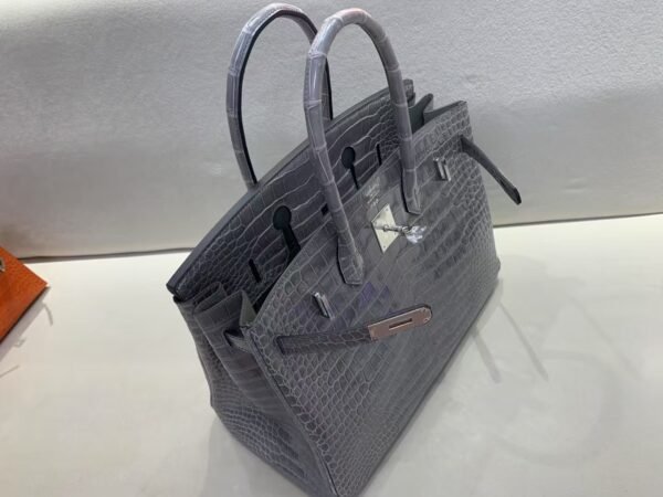 Birkin 35CM 81 Gris Tourterelle Shinny Porosus Leather Silver Hardware Top Quality