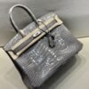 Birkin 35CM 81 Gris Tourterelle Shinny Porosus Leather Silver Hardware Top Quality