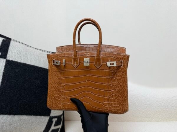 Full Handmade Birkin 25cm Ck37 Gold Alligator Leather SHW