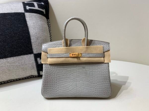 Birkin 25cm Alligator Leather 80 Pearl Grey (Gris Perle) USA Shipping