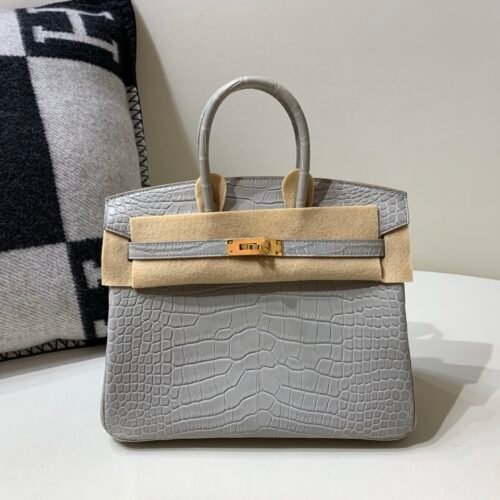 Birkin 25cm Alligator Leather 80 Pearl Grey (Gris Perle) USA Shipping