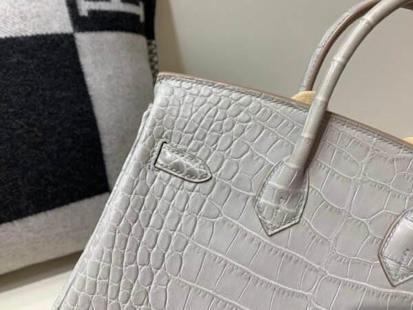 Birkin 25cm Alligator Leather 80 Pearl Grey (Gris Perle) USA Shipping