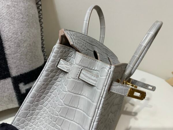 Birkin 25cm Alligator Leather 80 Pearl Grey (Gris Perle) USA Shipping