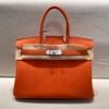 Top Quality Birkin 25cm 93 Orange Silver Hardware Birkin Price Togo Leather
