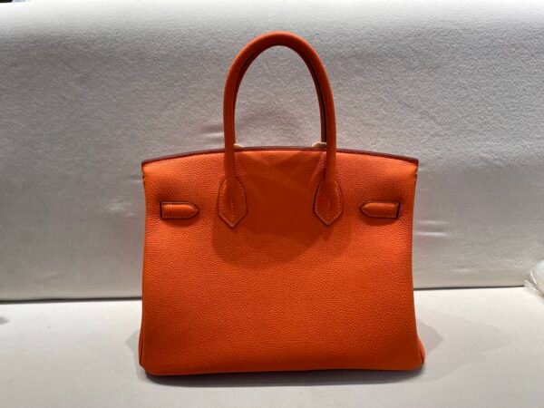 Top Quality Birkin 25cm 93 Orange Silver Hardware Birkin Price Togo Leather