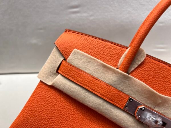 Top Quality Birkin 25cm 93 Orange Silver Hardware Birkin Price Togo Leather