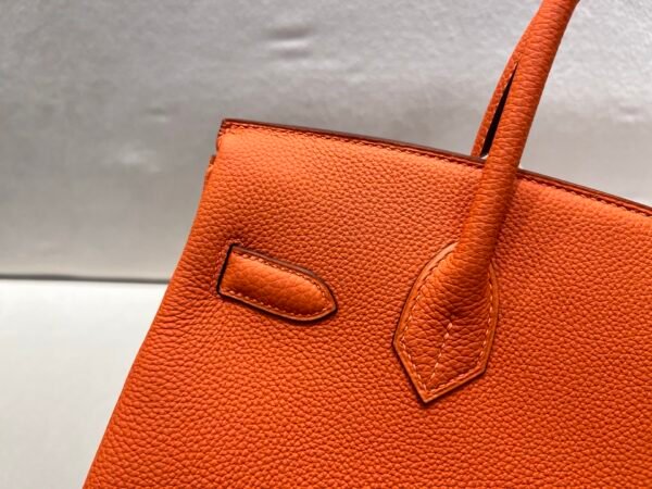Top Quality Birkin 25cm 93 Orange Silver Hardware Birkin Price Togo Leather