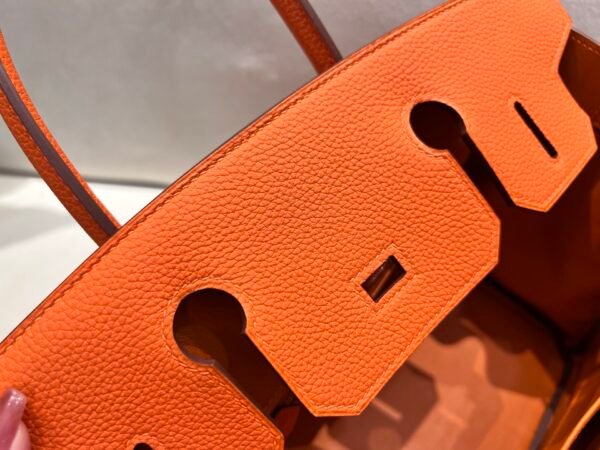 Top Quality Birkin 25cm 93 Orange Silver Hardware Birkin Price Togo Leather
