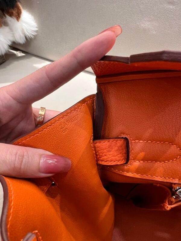 Top Quality Birkin 25cm 93 Orange Silver Hardware Birkin Price Togo Leather