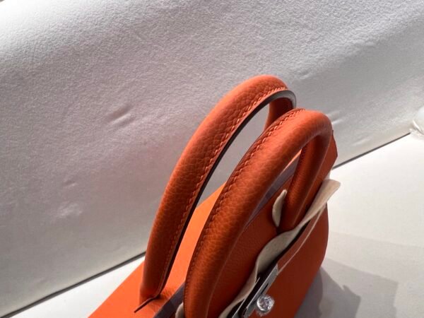 Top Quality Birkin 25cm 93 Orange Silver Hardware Birkin Price Togo Leather