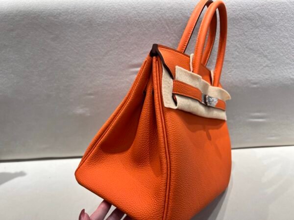 Top Quality Birkin 25cm 93 Orange Silver Hardware Birkin Price Togo Leather