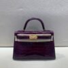 Mini Kelly 19CM Top Handmade N5 Cassis Alligator Leather Gold Hardware