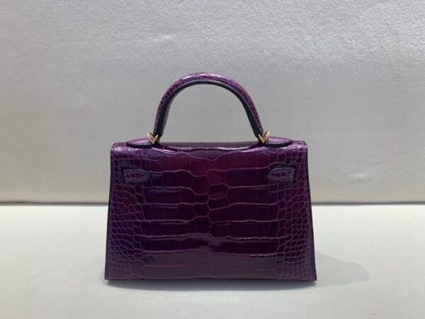 Mini Kelly 19CM Top Handmade N5 Cassis Alligator Leather Gold Hardware
