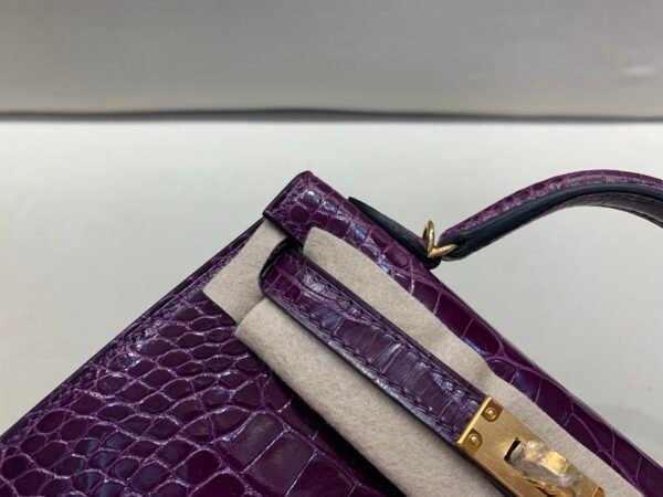 Mini Kelly 19CM Top Handmade N5 Cassis Alligator Leather Gold Hardware