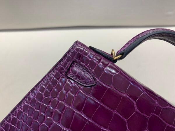 Mini Kelly 19CM Top Handmade N5 Cassis Alligator Leather Gold Hardware