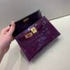 Mini Kelly 19CM Top Handmade N5 Cassis Alligator Leather Gold Hardware