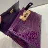Mini Kelly 19CM Top Handmade N5 Cassis Alligator Leather Gold Hardware