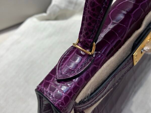 Mini Kelly 19CM Top Handmade N5 Cassis Alligator Leather Gold Hardware