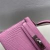 Full Handmade Mini Kelly 19CM 3Q Rose Sakura Alligator Leather Silver Hardware