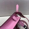 Full Handmade Mini Kelly 19CM 3Q Rose Sakura Alligator Leather Silver Hardware
