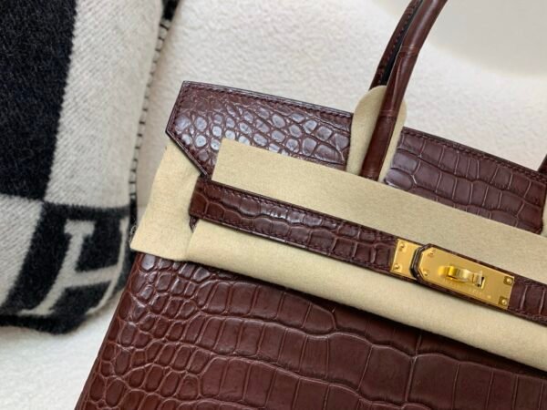 Original Quality Birkin 30CM Porosus Leather Gold Hardware 0G Rouge Sellier