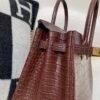 Original Quality Birkin 30CM Porosus Leather Gold Hardware 0G Rouge Sellier
