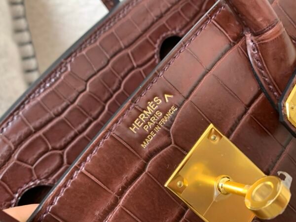 Original Quality Birkin 30CM Porosus Leather Gold Hardware 0G Rouge Sellier