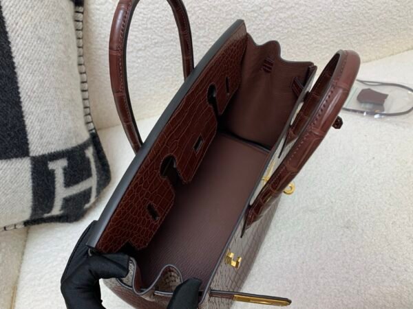 Original Quality Birkin 30CM Porosus Leather Gold Hardware 0G Rouge Sellier