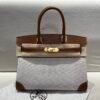 wsxc1767030898582_0 Birkin 30CM Barenia Leather/ Canvas Full Handmade Gold Hardware