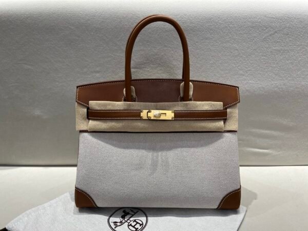 wsxc1767030898582_0 Birkin 30CM Barenia Leather/ Canvas Full Handmade Gold Hardware