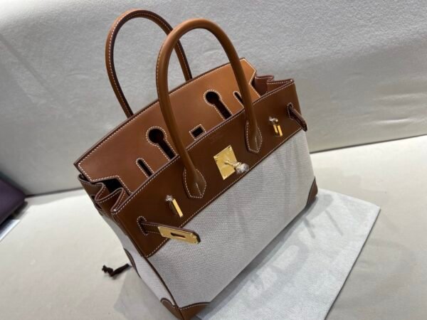 wsxc1767030898582_8 Birkin 30CM Barenia Leather/ Canvas Full Handmade Gold Hardware