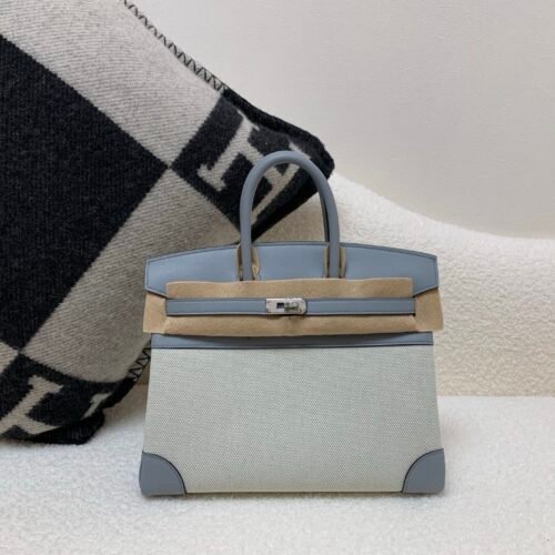 wsxc1767030900989_0 New customization Birkin 25cm 8U Bleu Glacier Swift Leather/ Canvas Silver Hardware