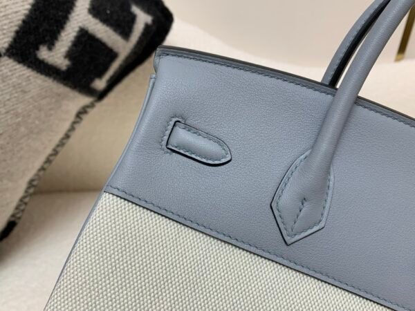 New customization Birkin 25cm 8U Bleu Glacier Swift Leather/ Canvas Silver Hardware
