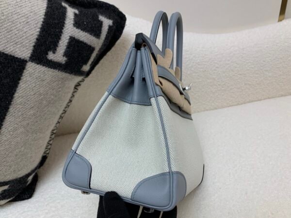 New customization Birkin 25cm 8U Bleu Glacier Swift Leather/ Canvas Silver Hardware