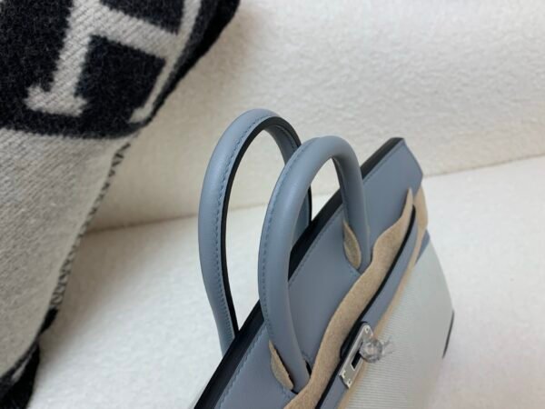 New customization Birkin 25cm 8U Bleu Glacier Swift Leather/ Canvas Silver Hardware