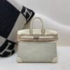 Top Handmade Birkin 25cm I2 Nata Swift Leather/ Canvas Silver Hardware