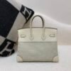 Top Handmade Birkin 25cm I2 Nata Swift Leather/ Canvas Silver Hardware