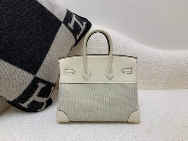 Top Handmade Birkin 25cm I2 Nata Swift Leather/ Canvas Silver Hardware