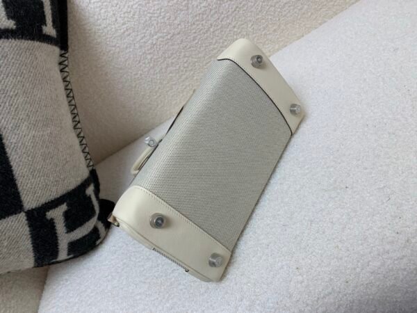 Top Handmade Birkin 25cm I2 Nata Swift Leather/ Canvas Silver Hardware