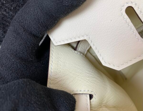 Top Handmade Birkin 25cm I2 Nata Swift Leather/ Canvas Silver Hardware