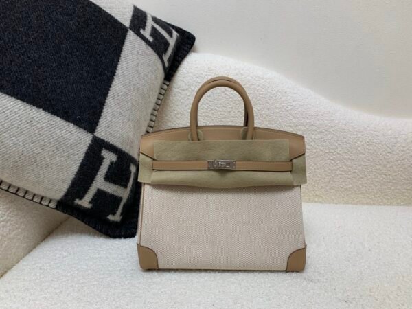 European Delivery Birkin 25cm 0M Chai Swift Leather/ Canvas Full Handmade