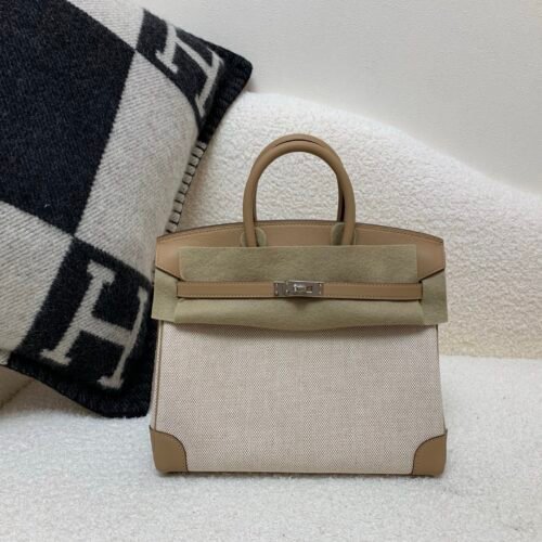 European Delivery Birkin 25cm 0M Chai Swift Leather/ Canvas Full Handmade
