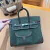 wsxc1767111055503_0 New Shipment Birkin Cargo 25CM 60 Vert Bronze Canvas/ Swift Leather Silver Hardware