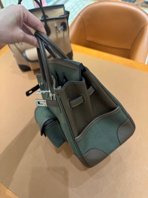 wsxc1767111055503_5 New Shipment Birkin Cargo 25CM 60 Vert Bronze Canvas/ Swift Leather Silver Hardware