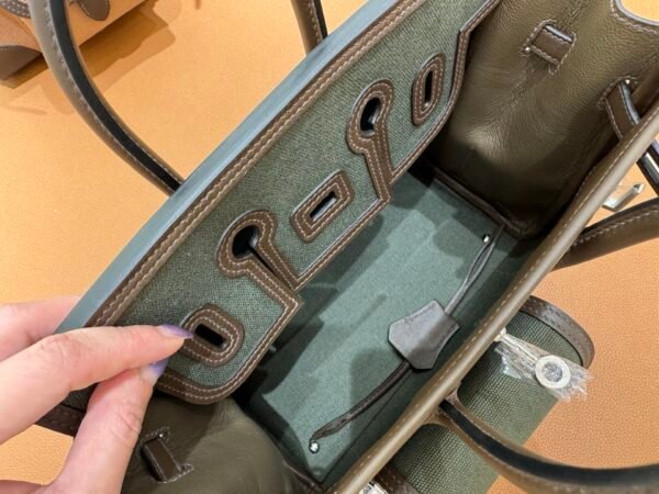 wsxc1767111055503_6 New Shipment Birkin Cargo 25CM 60 Vert Bronze Canvas/ Swift Leather Silver Hardware