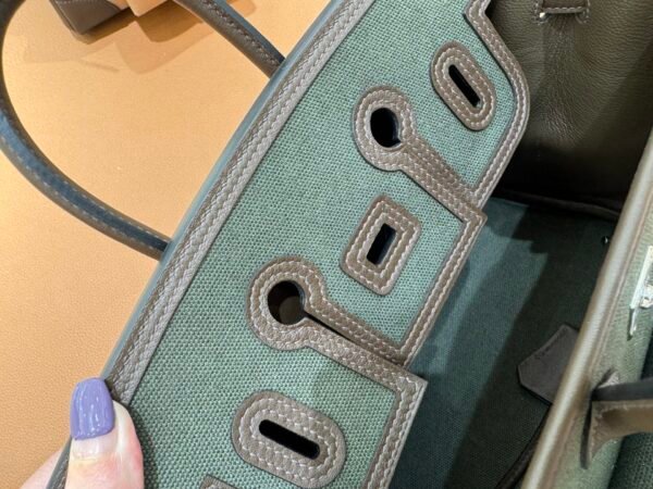 wsxc1767111055503_8 New Shipment Birkin Cargo 25CM 60 Vert Bronze Canvas/ Swift Leather Silver Hardware
