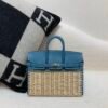 New Available Birkin25cm Picnic 75 BLUE JEAN Swift leather Wicker Full Handmade
