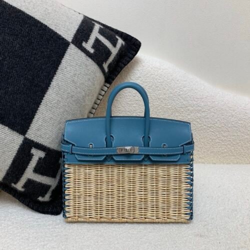 wsxc1767210396202_0 New Available Birkin25cm Picnic 75 BLUE JEAN Swift leather Wicker Full Handmade