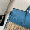 New Available Birkin25cm Picnic 75 BLUE JEAN Swift leather Wicker Full Handmade