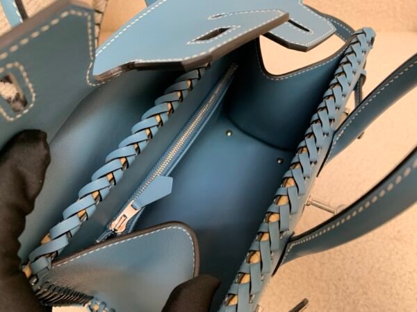 New Available Birkin25cm Picnic 75 BLUE JEAN Swift leather Wicker Full Handmade